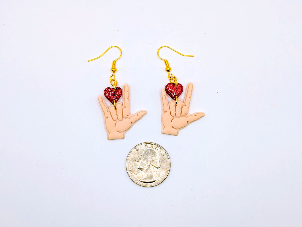 Deaf Pride American Sign Language I Love You Earrings