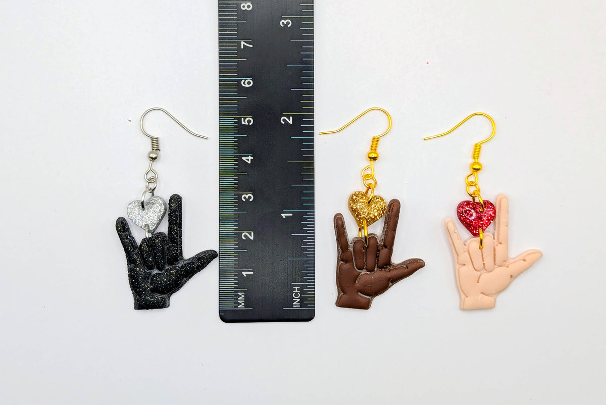 Deaf Pride American Sign Language I Love You Earrings