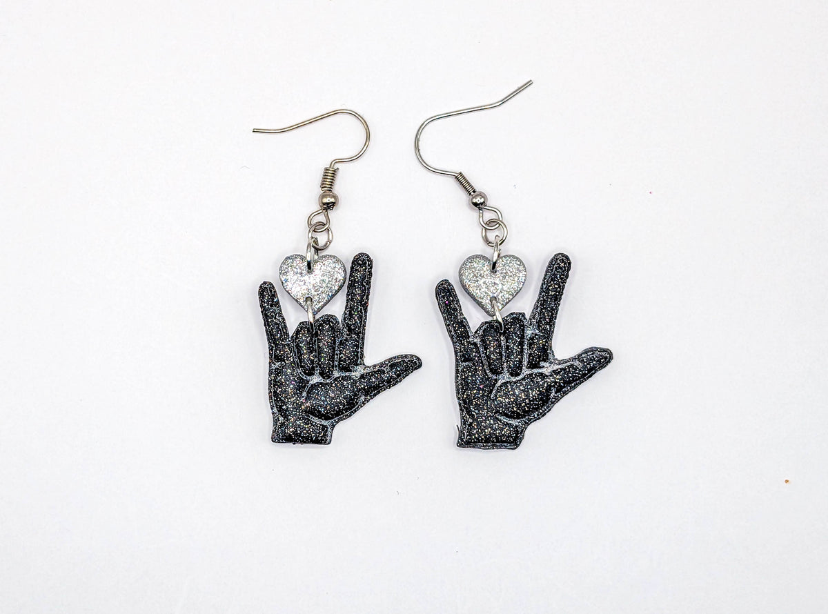 Deaf Pride American Sign Language I Love You Earrings