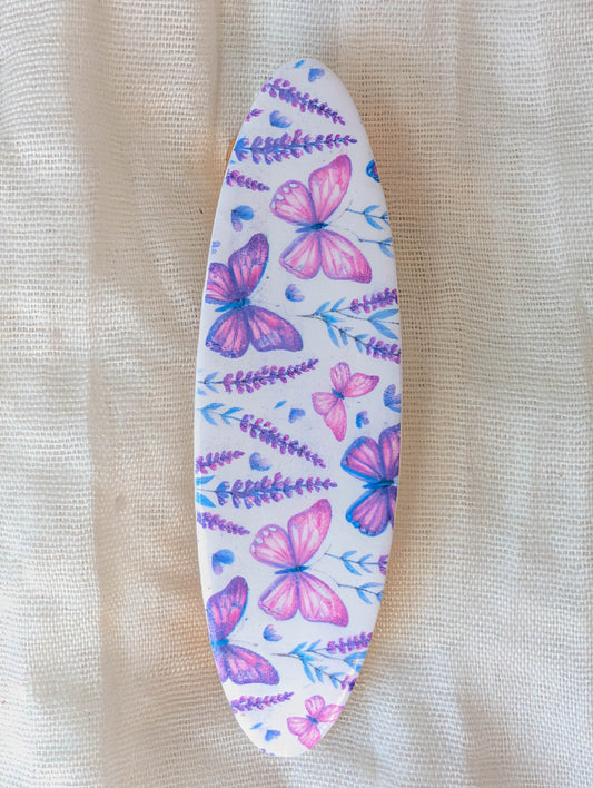 Purple Butterfly Polymer Clay Hair Clip
