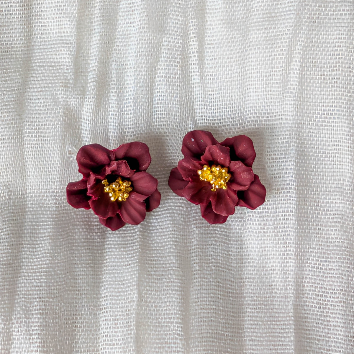 Handcrafted Flower Statement Studs