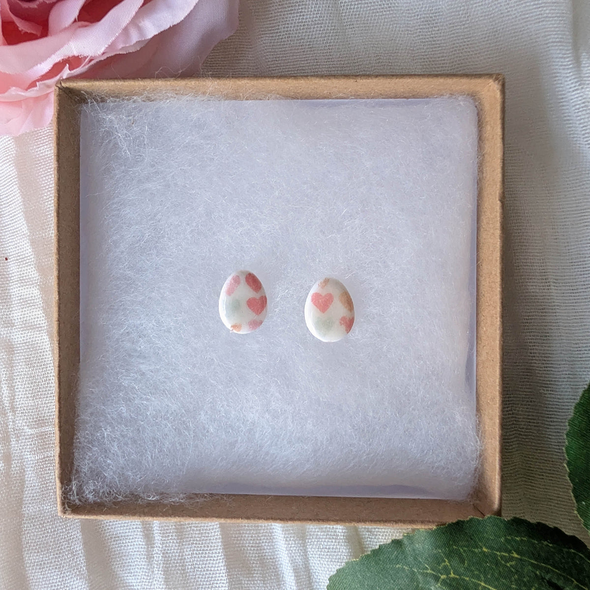 Pastel Heart Easter Egg Stud Earrings