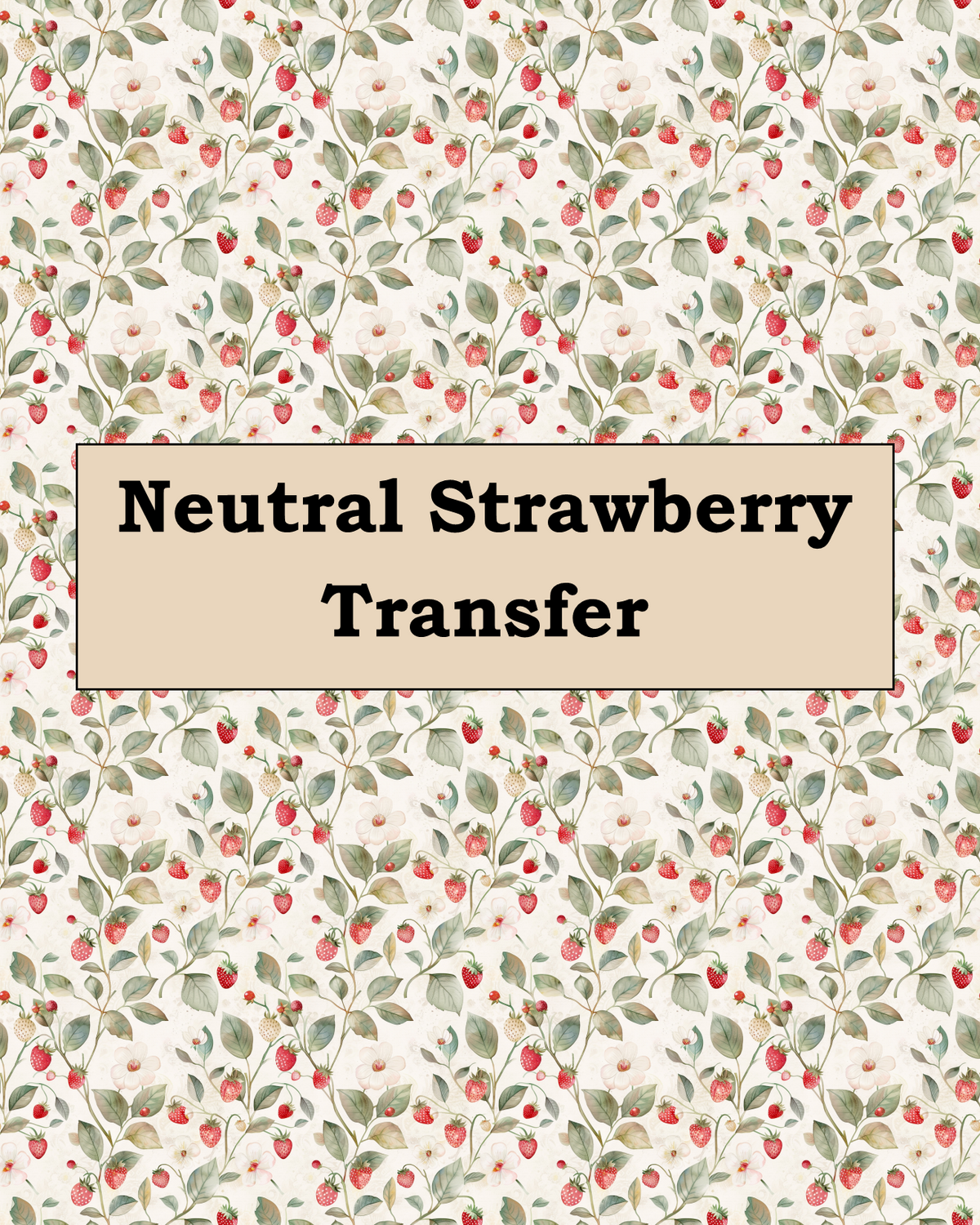 Neutral Strawberry polymer clay transfer paper with strawberries and delicate florals