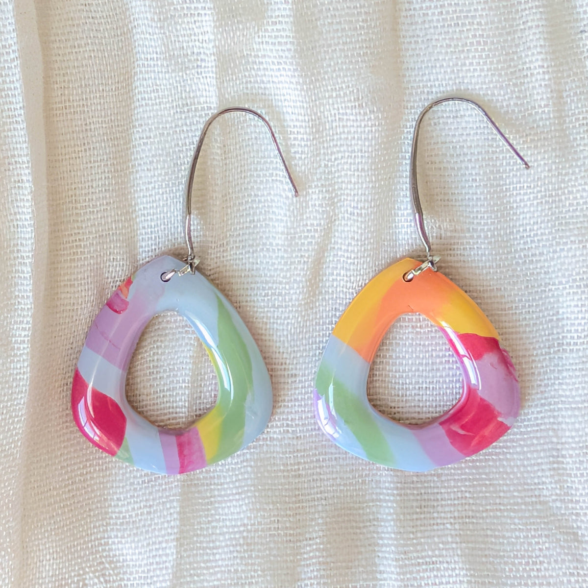 Abstract Rainbow Swirl Earrings