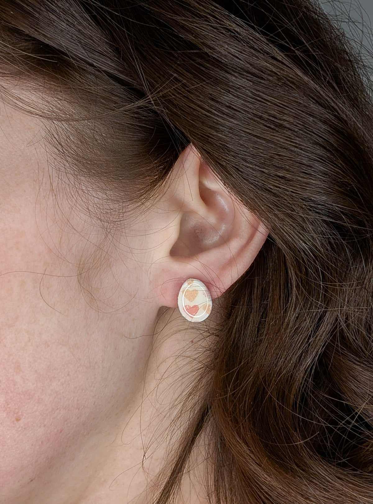 Pastel Heart Easter Egg Stud Earrings