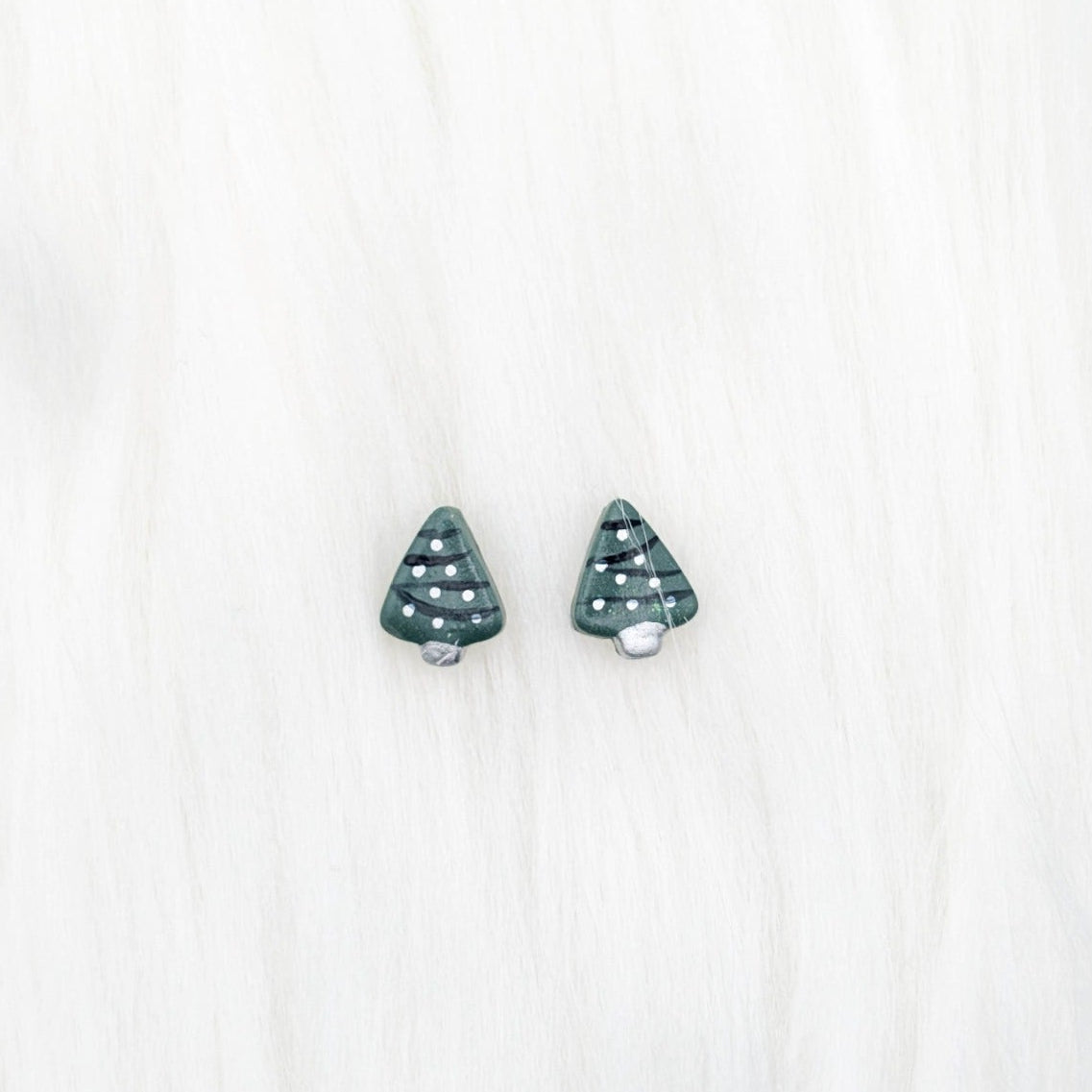 Mini Christmas tree studs with silver lights
