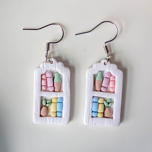 Pastel Bookshelf Earrings