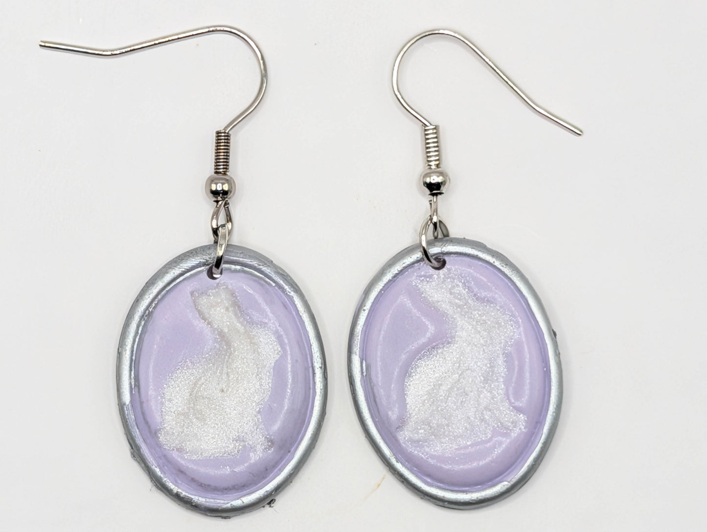 Vintage Frame Bunny Earrings: Handmade Spring Easter Dangles