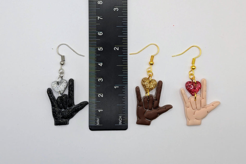 Deaf Pride American Sign Language I Love You Earrings