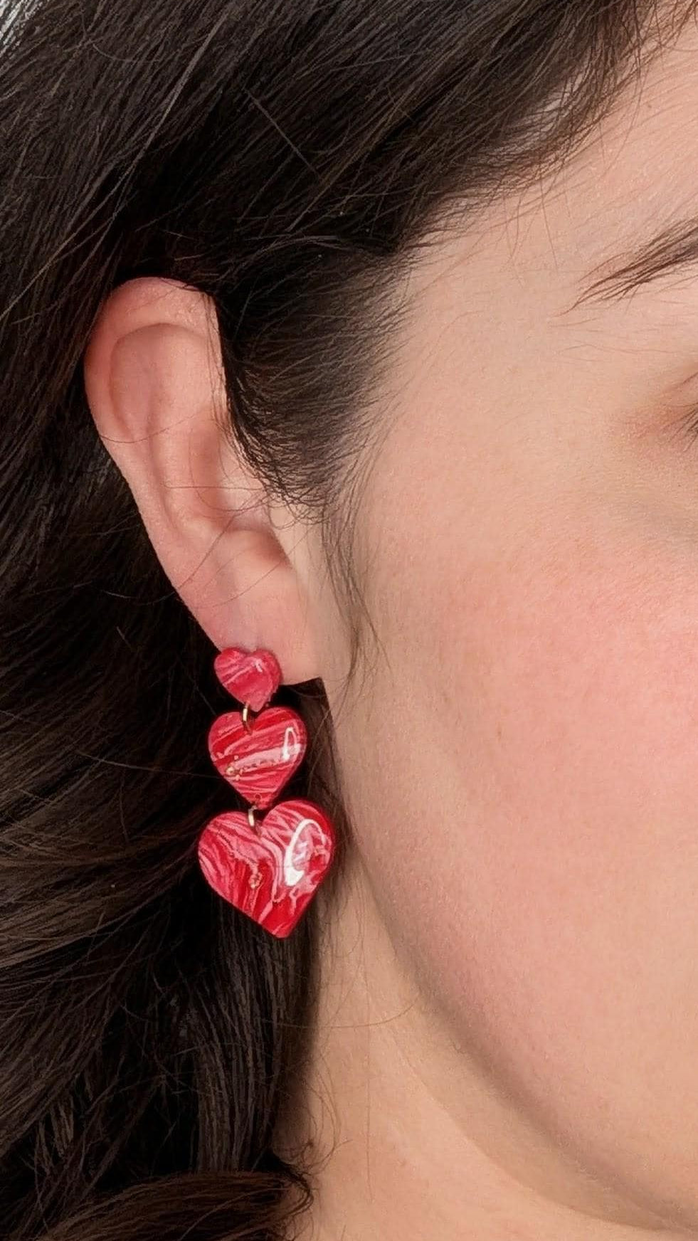 Red Swirled Heart Earrings