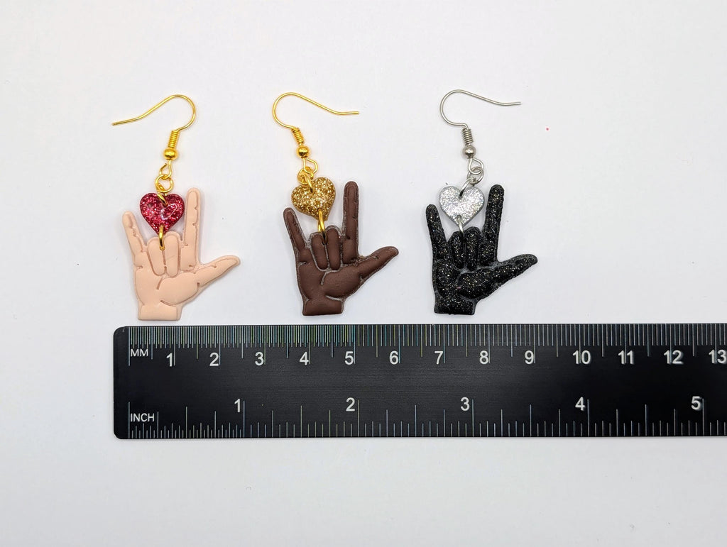 Deaf Pride American Sign Language I Love You Earrings