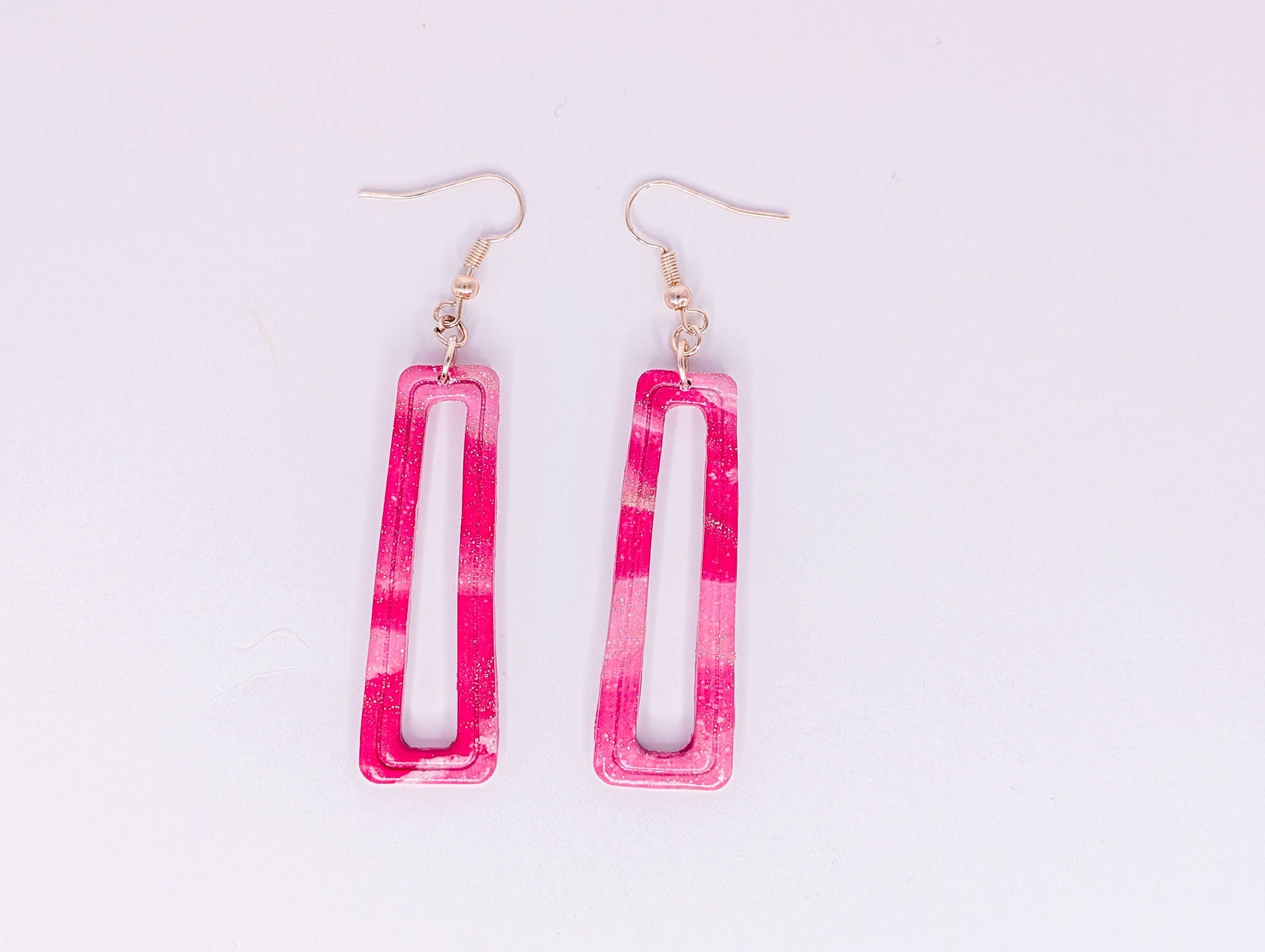 Handmade Retro Pink Swirl Clay Dangle Earrings