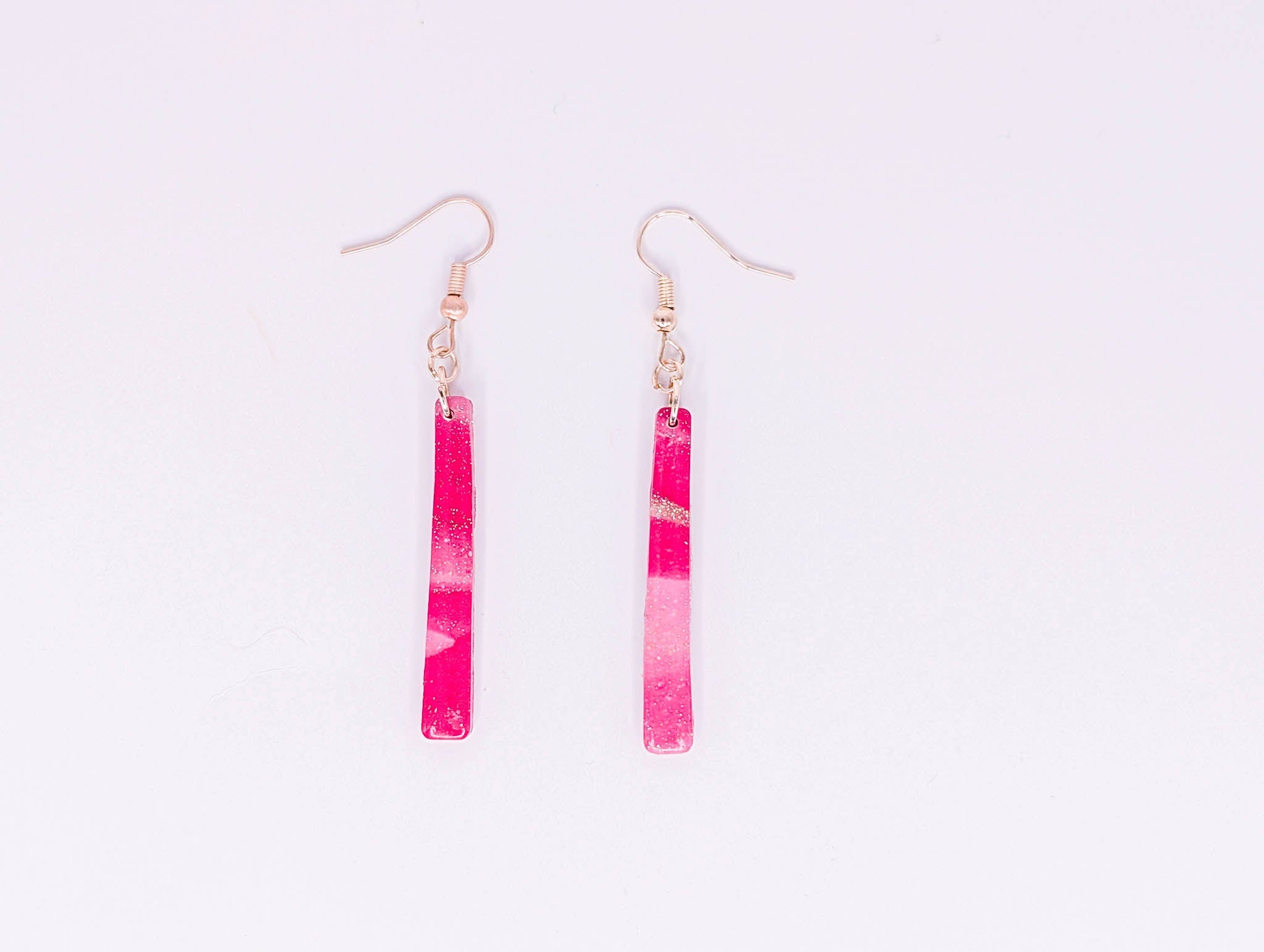 Handmade Retro Pink Swirl Clay Dangle Earrings