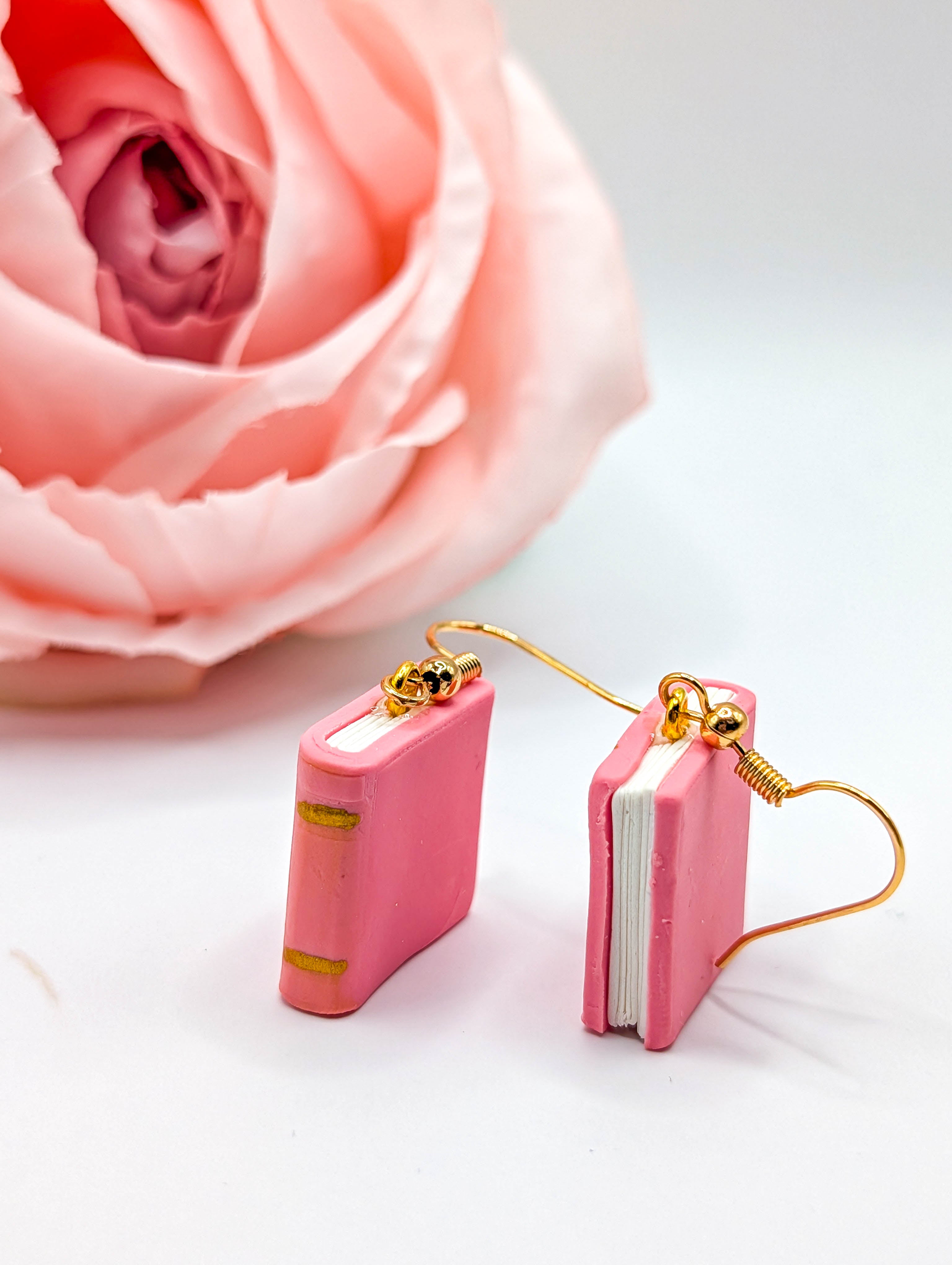 Pink Book Earrings
