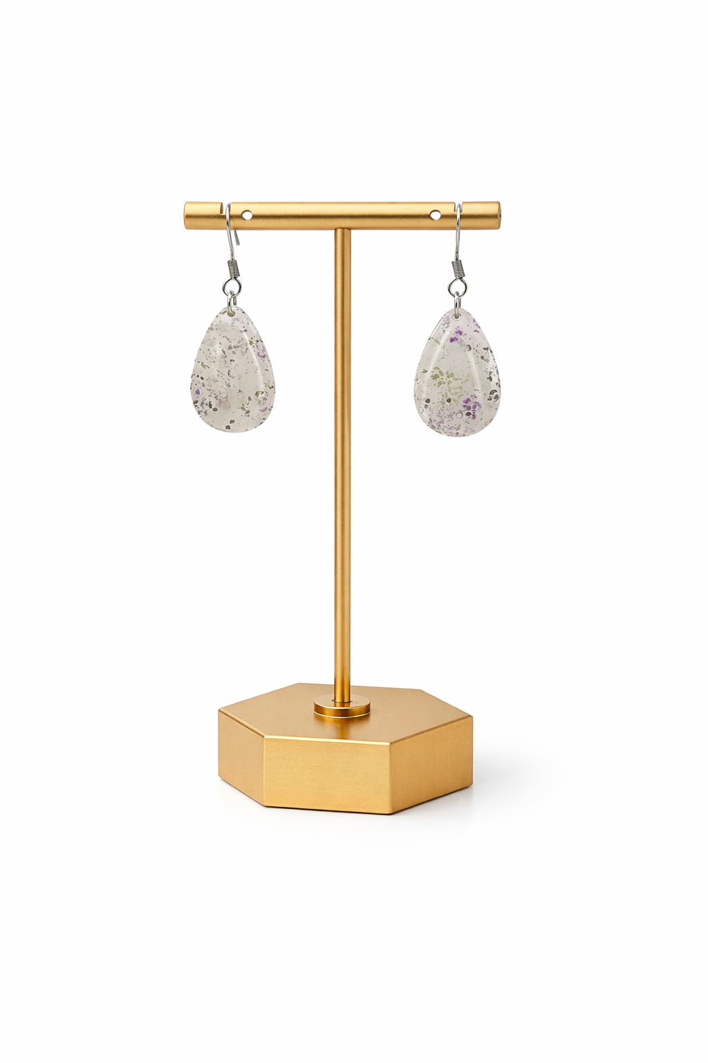 Speckled Clay Dangle Earrings: Modern Artistic Terrazzo Statement