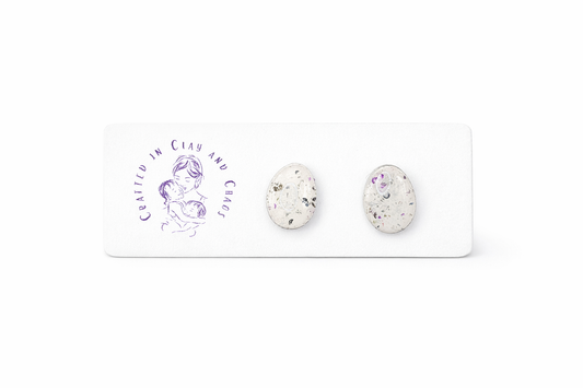 Speckled Egg Stud Earrings: Modern Minimal Easter Jewelry