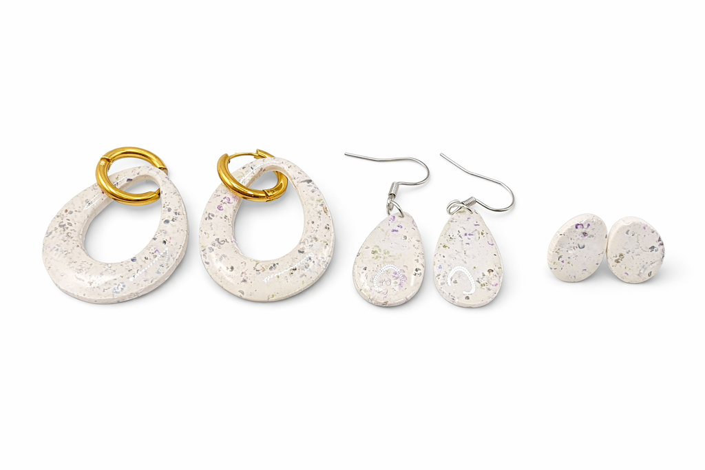 Speckled Clay Dangle Earrings: Modern Artistic Terrazzo Statement