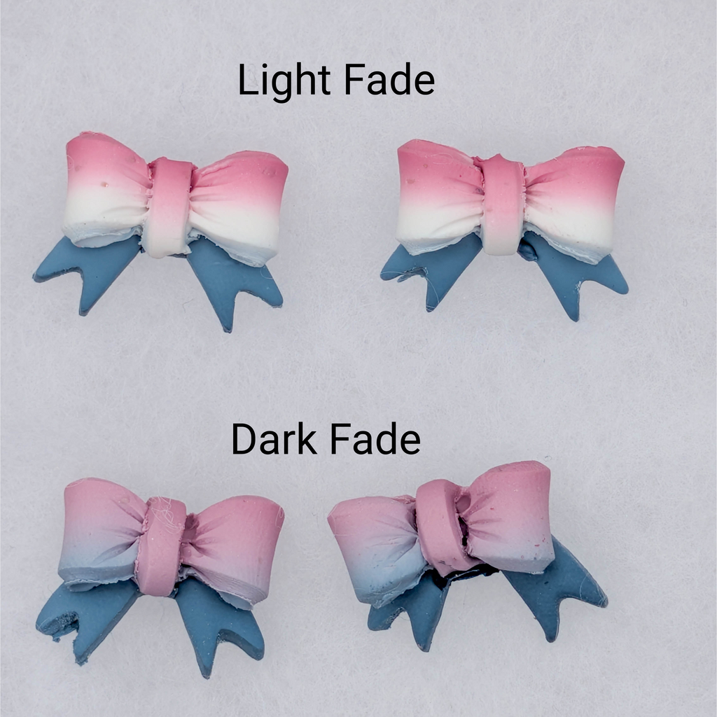 Faded Glory Bow Studs: Coquette Americana Polymer Clay Earrings for Fourth of July