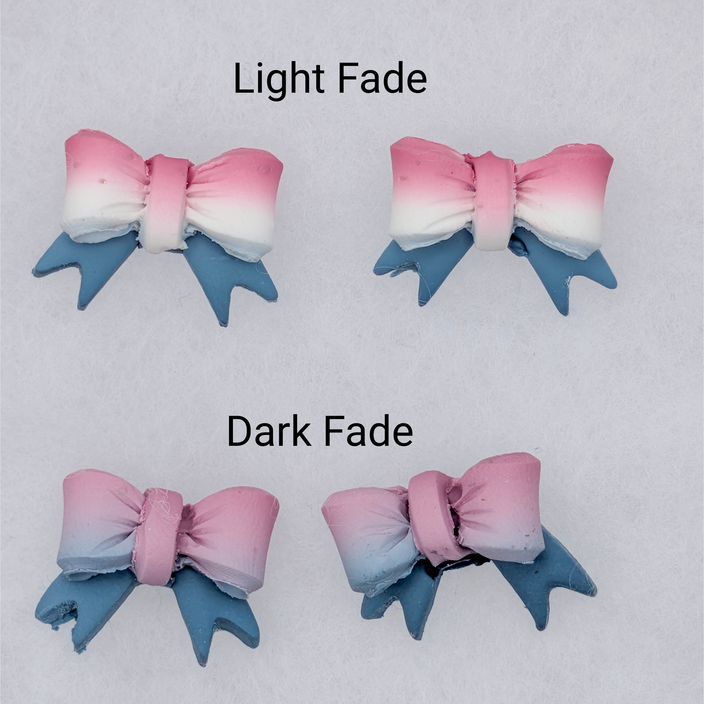 Faded Glory Bow Studs: Coquette Americana Polymer Clay Earrings for Fourth of July