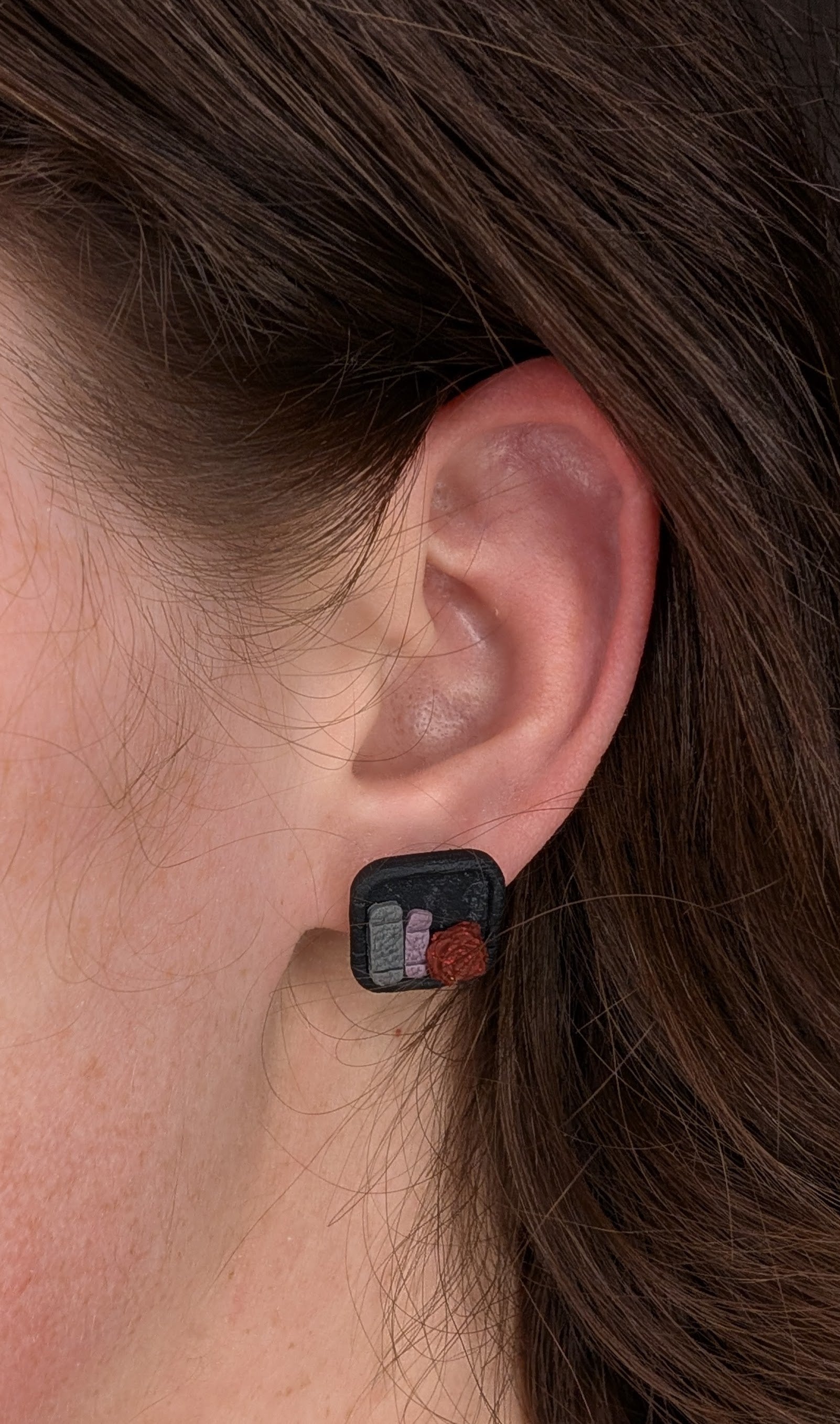 Dark Bookshelf Stud Earrings