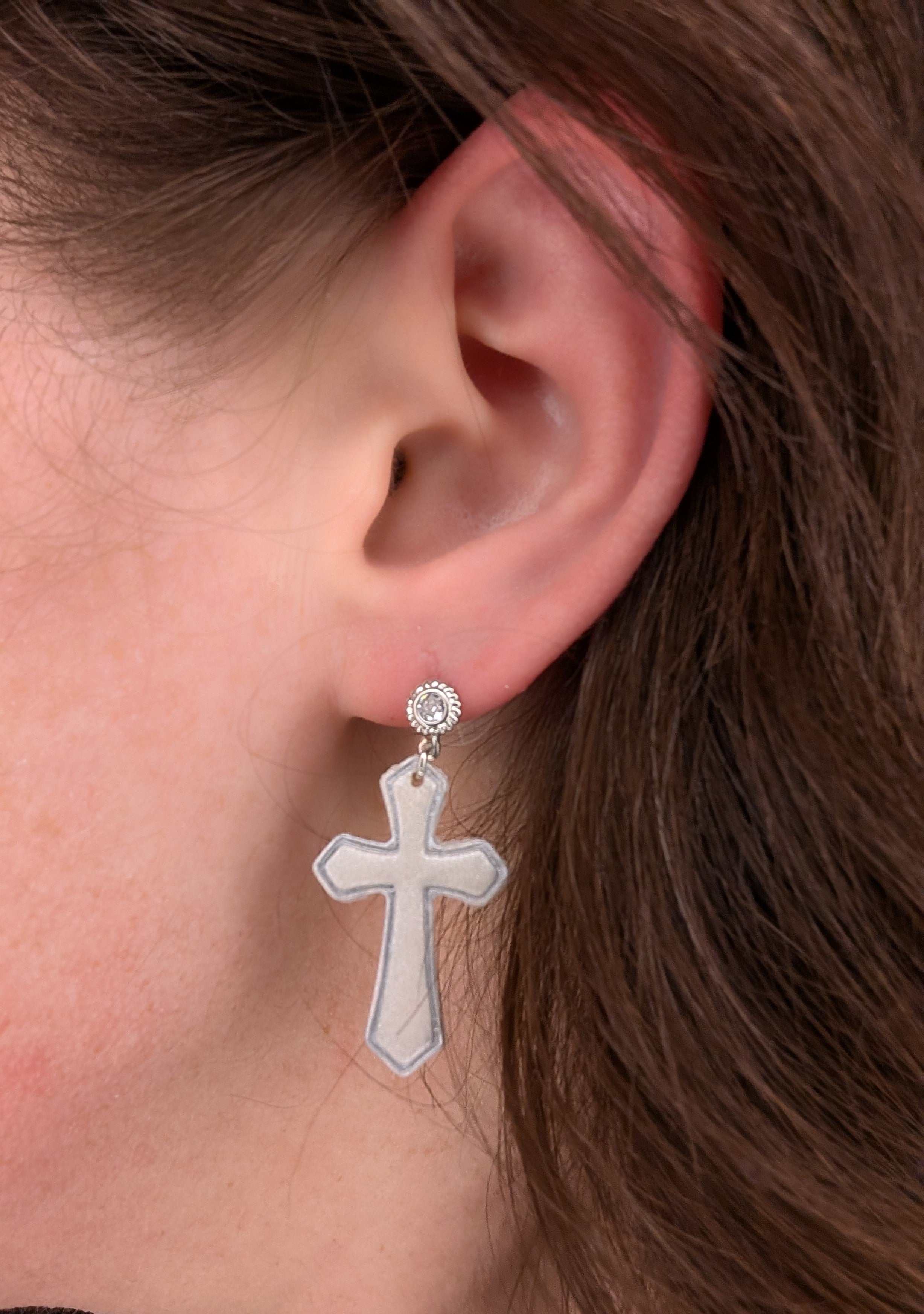 Minimalist Silver Cross Earrings