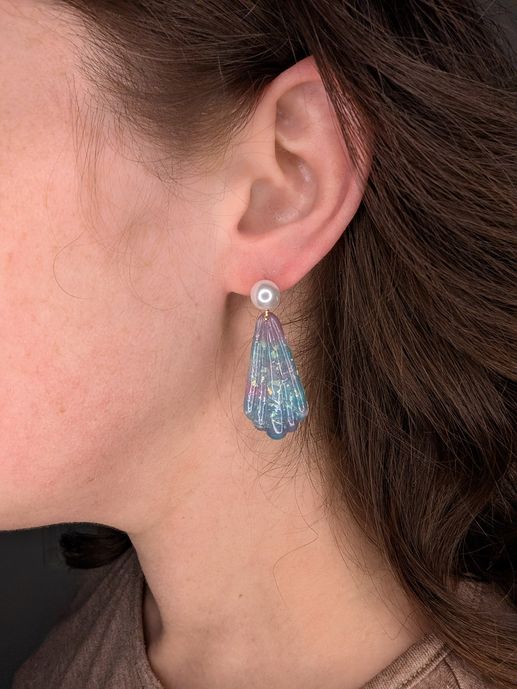 Whimsical Mermaid Marble Statement Earrings for Summer Style