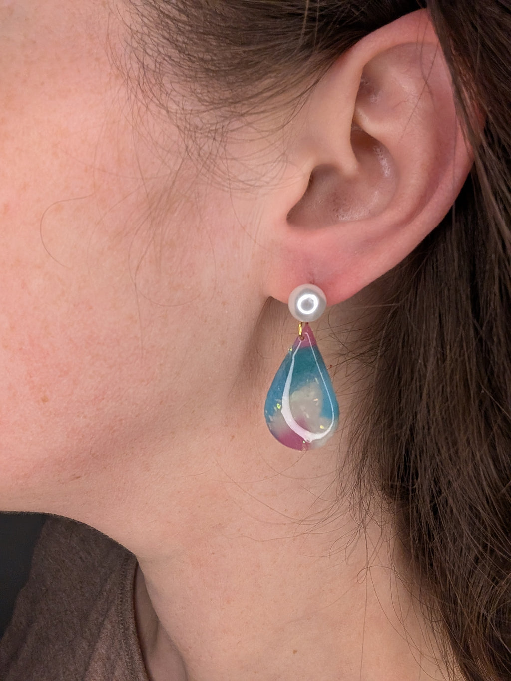Whimsical Mermaid Marble Statement Earrings for Summer Style