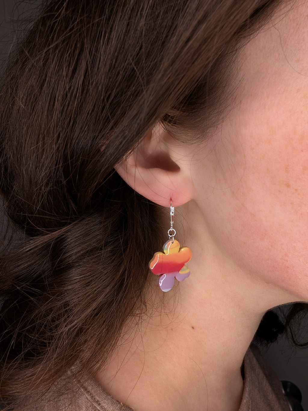 Abstract Rainbow Swirl Earrings