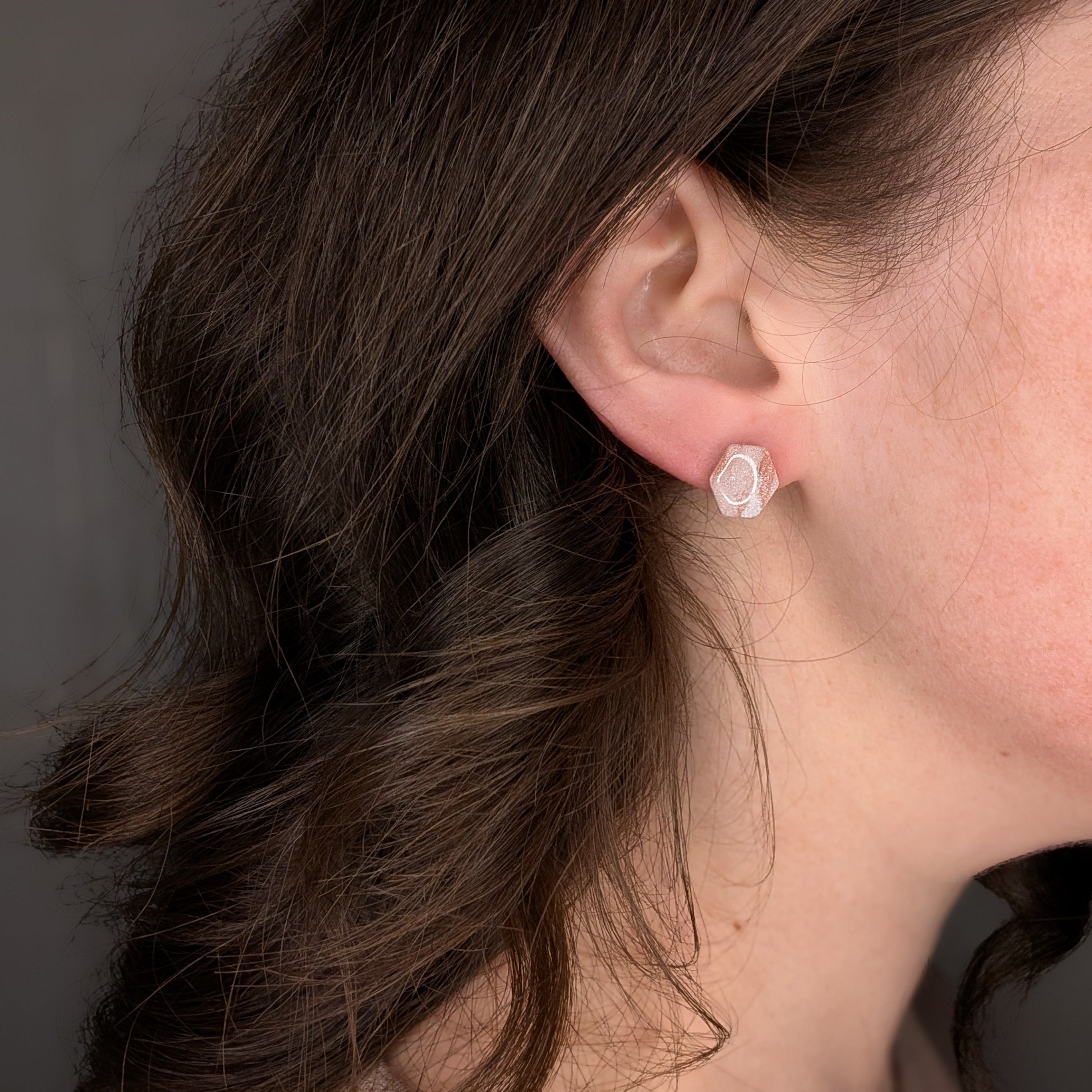 Rose Gold Marble Stud Earrings