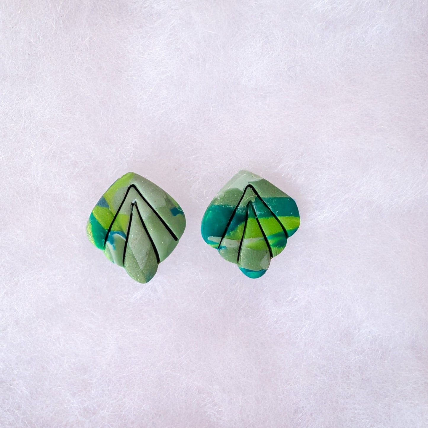 Green Tropical Leaf Stud Earrings, Wearable Botanical Gift for Plant Lovers and Vacation Style