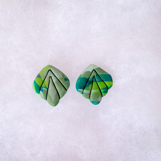 Green Tropical Leaf Stud Earrings, Wearable Botanical Gift for Plant Lovers and Vacation Style