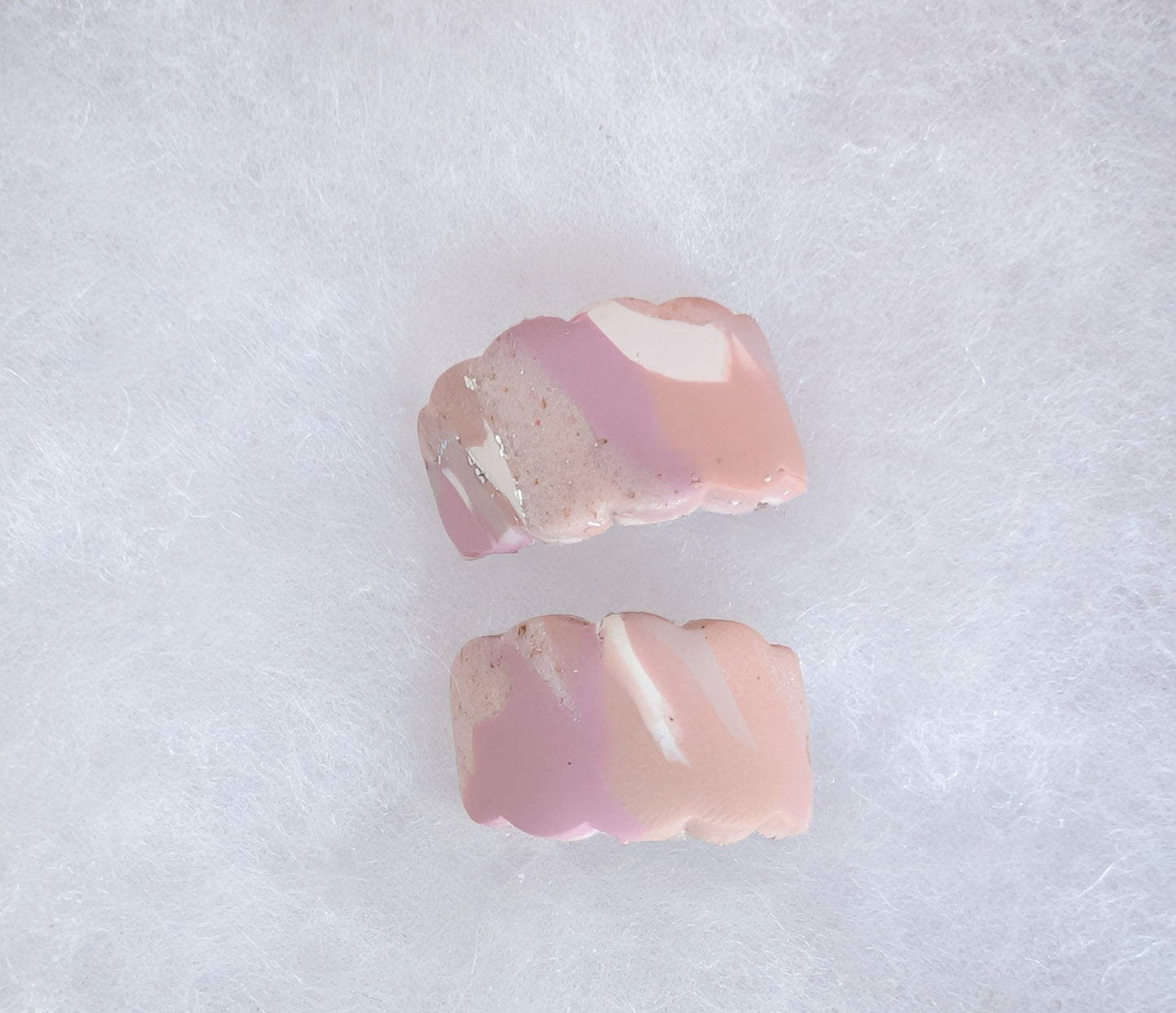 Neutral Marble Polymer Clay Earrings, Lightweight Geometric Drops, Beige Pink Everyday Office Jewelry, Gold or Silver Foil