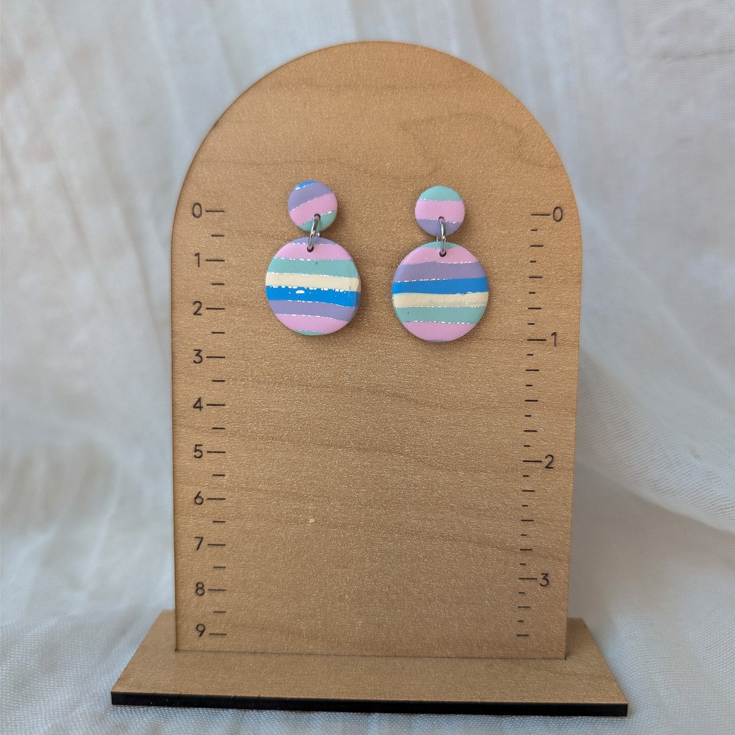 Pastel Rainbow Stripe Earrings – Lightweight Back-to-School Dangles or huggies for Teacher Accessory