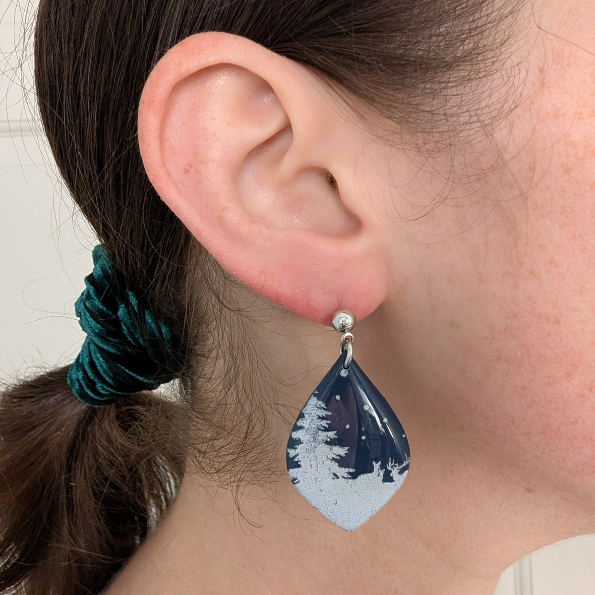 Snowy Forest Christmas Dangle Earrings