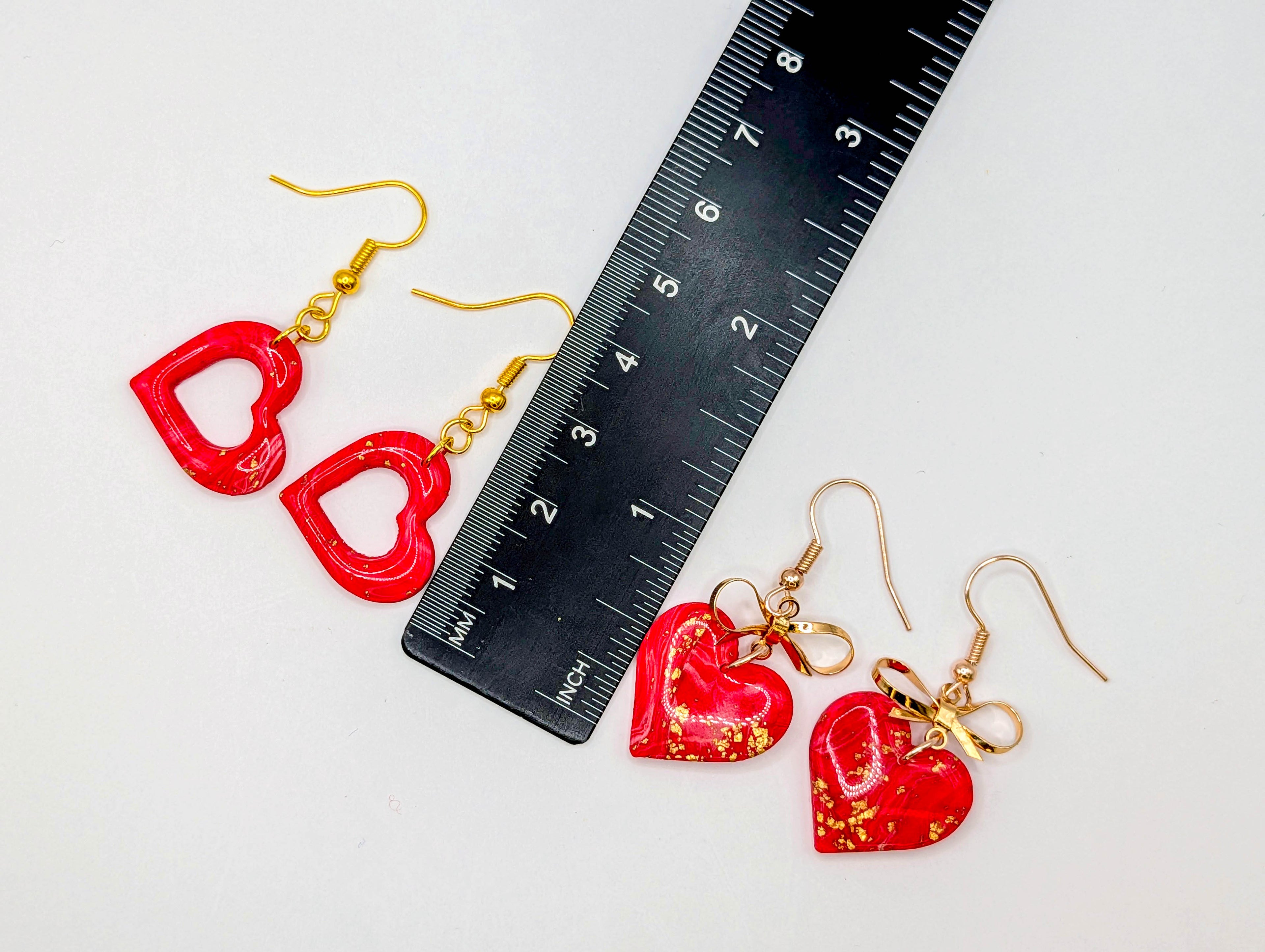 Red Swirled Heart Earrings