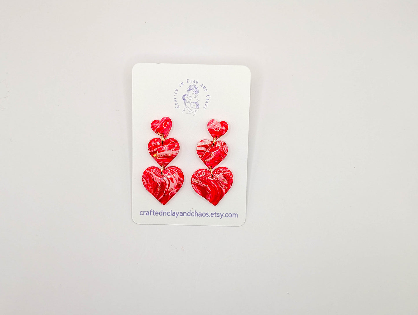 Red Swirled Heart Earrings