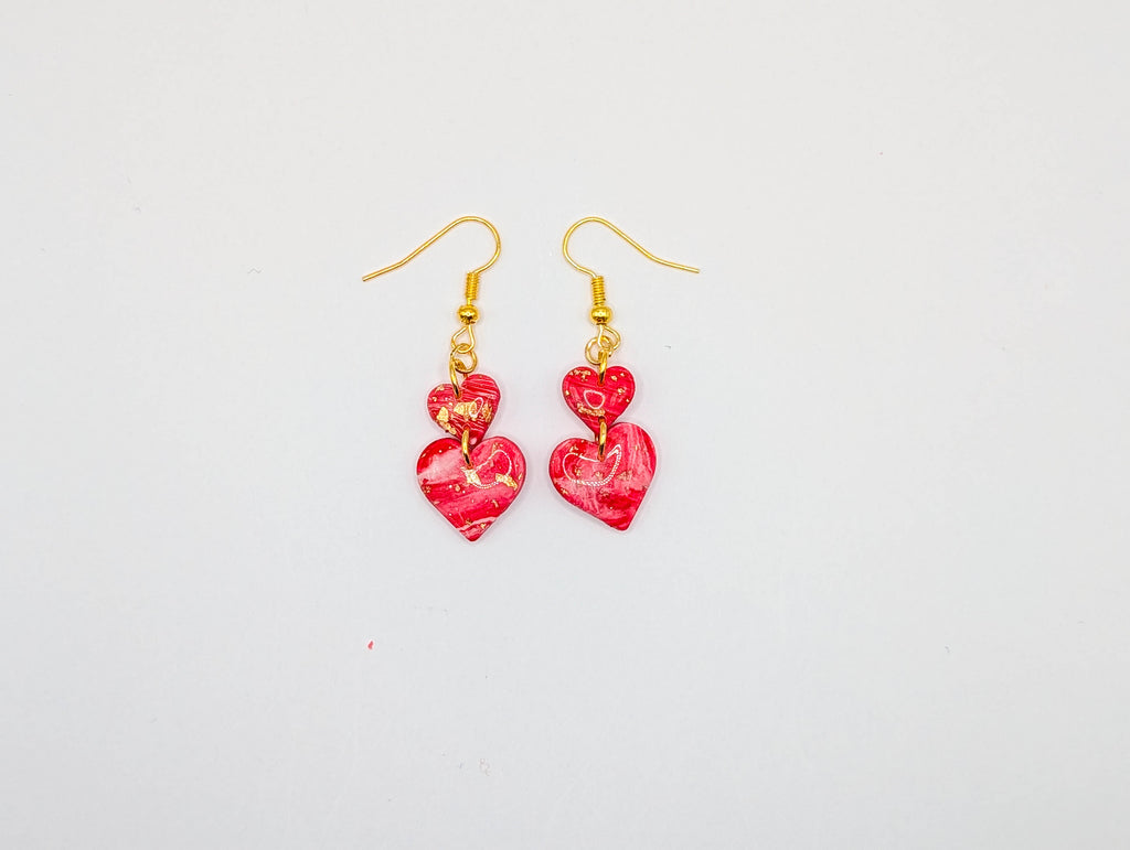 Red Swirled Heart Earrings