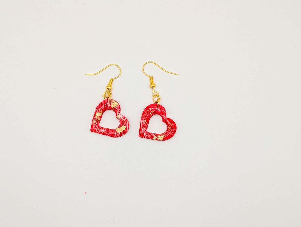 Red Swirled Heart Earrings