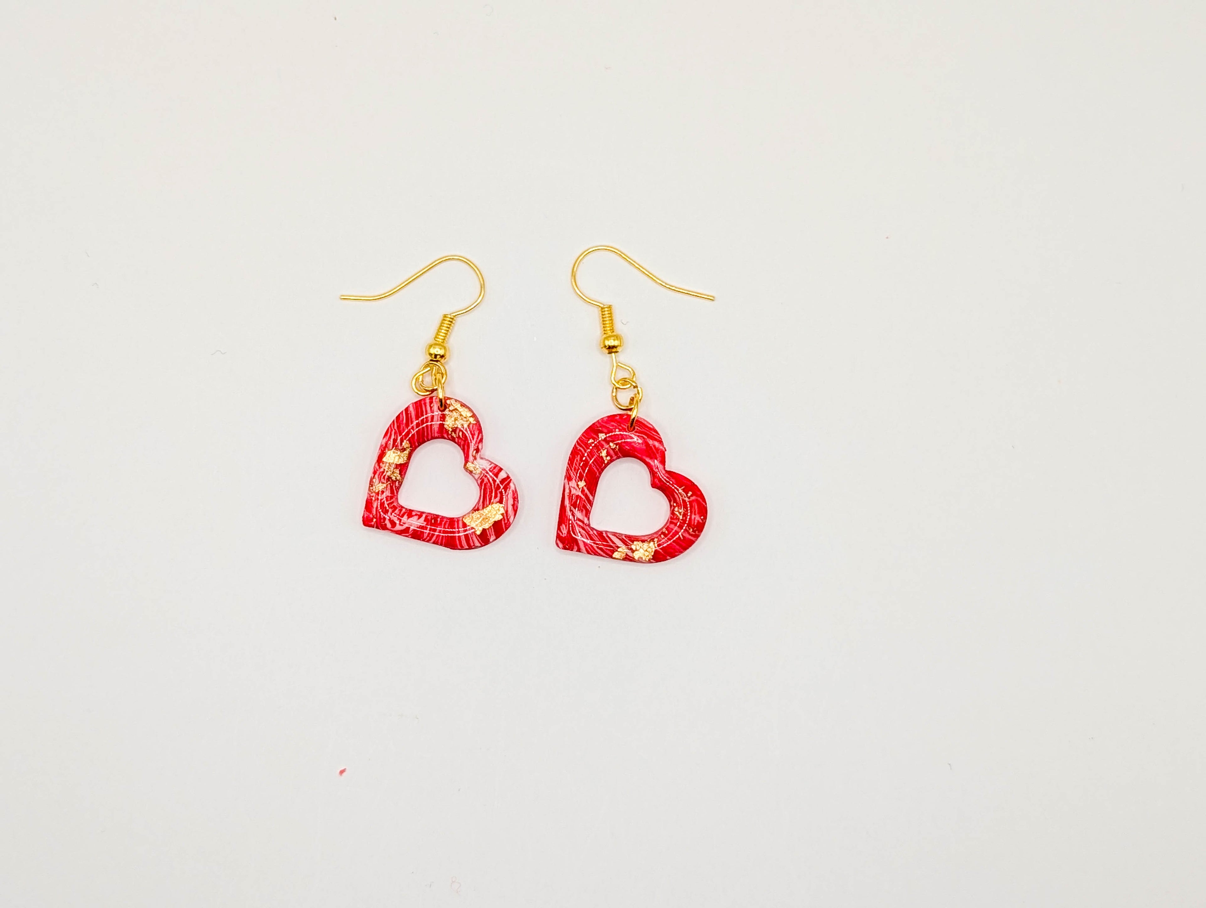 Red Swirled Heart Earrings