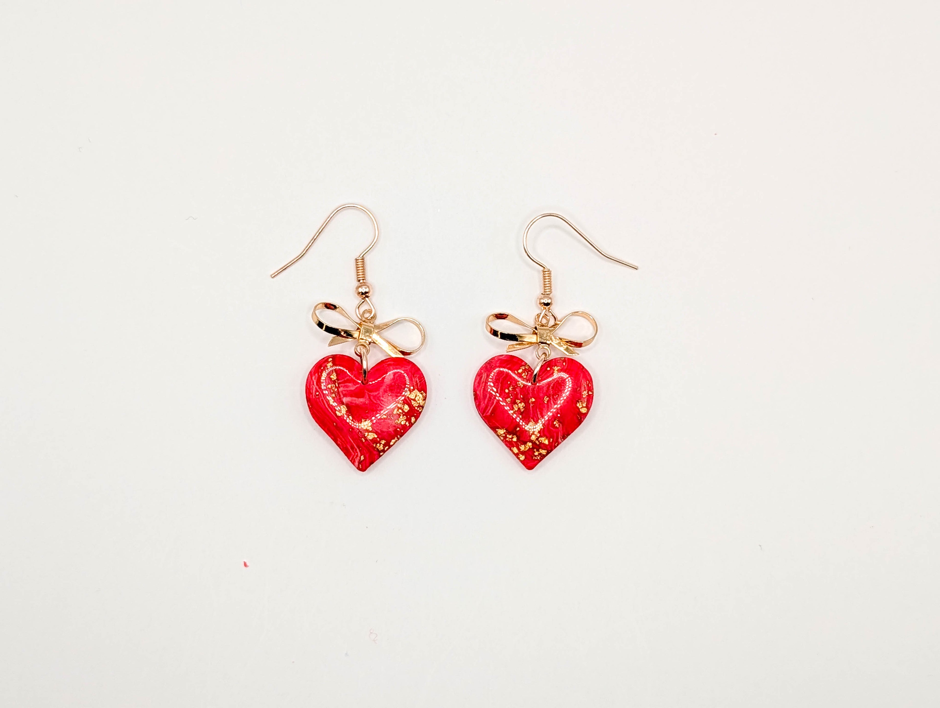 Red Swirled Heart Earrings