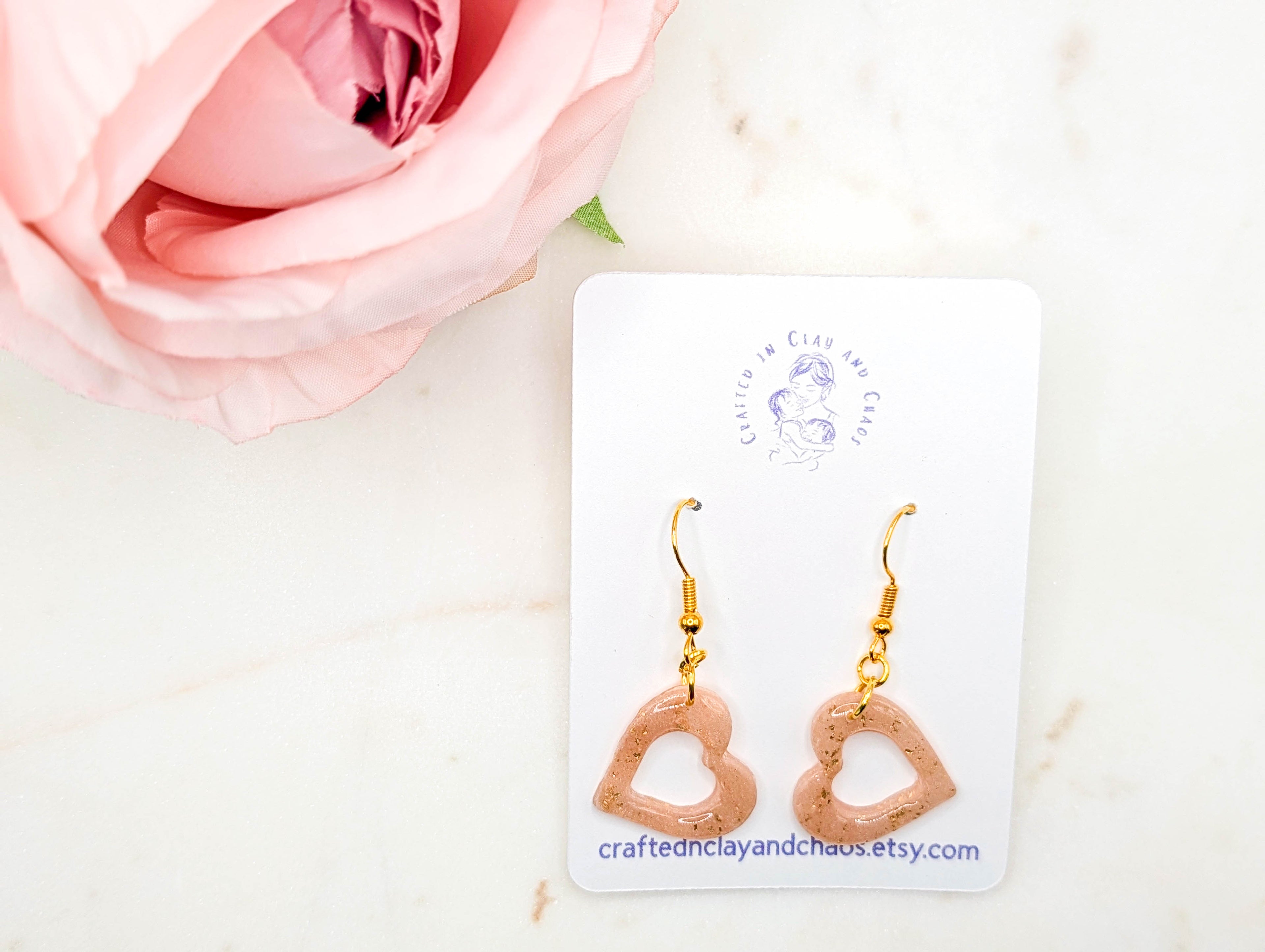Rose Gold Swirl Heart Earrings