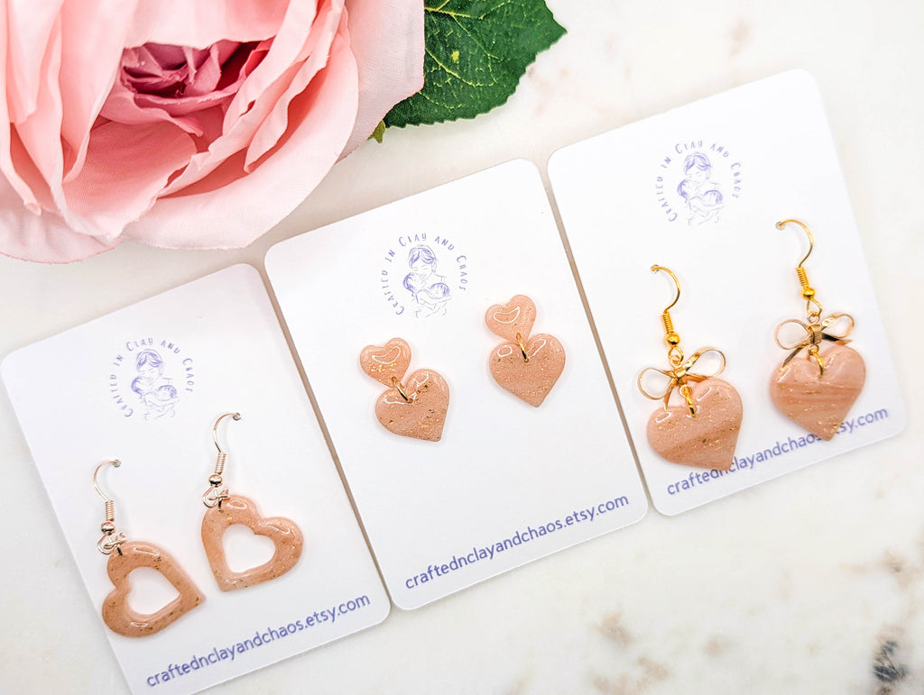 Rose Gold Swirl Heart Earrings