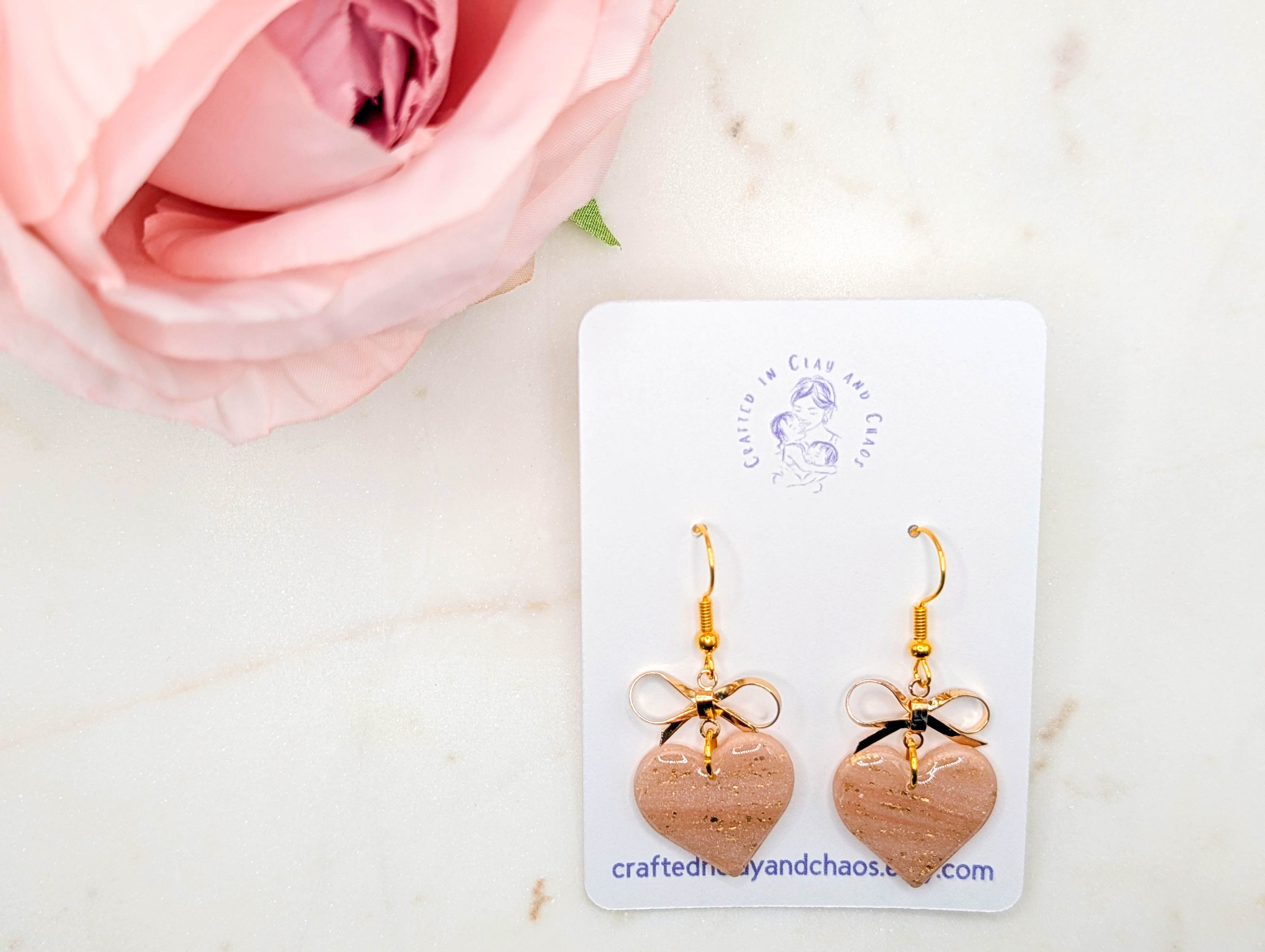 Rose Gold Swirl Heart Earrings