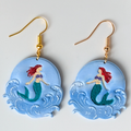 Hand Painted Polymer Clay Mermaid Earrings: Lightweight Ocean Wave Beach Jewelry