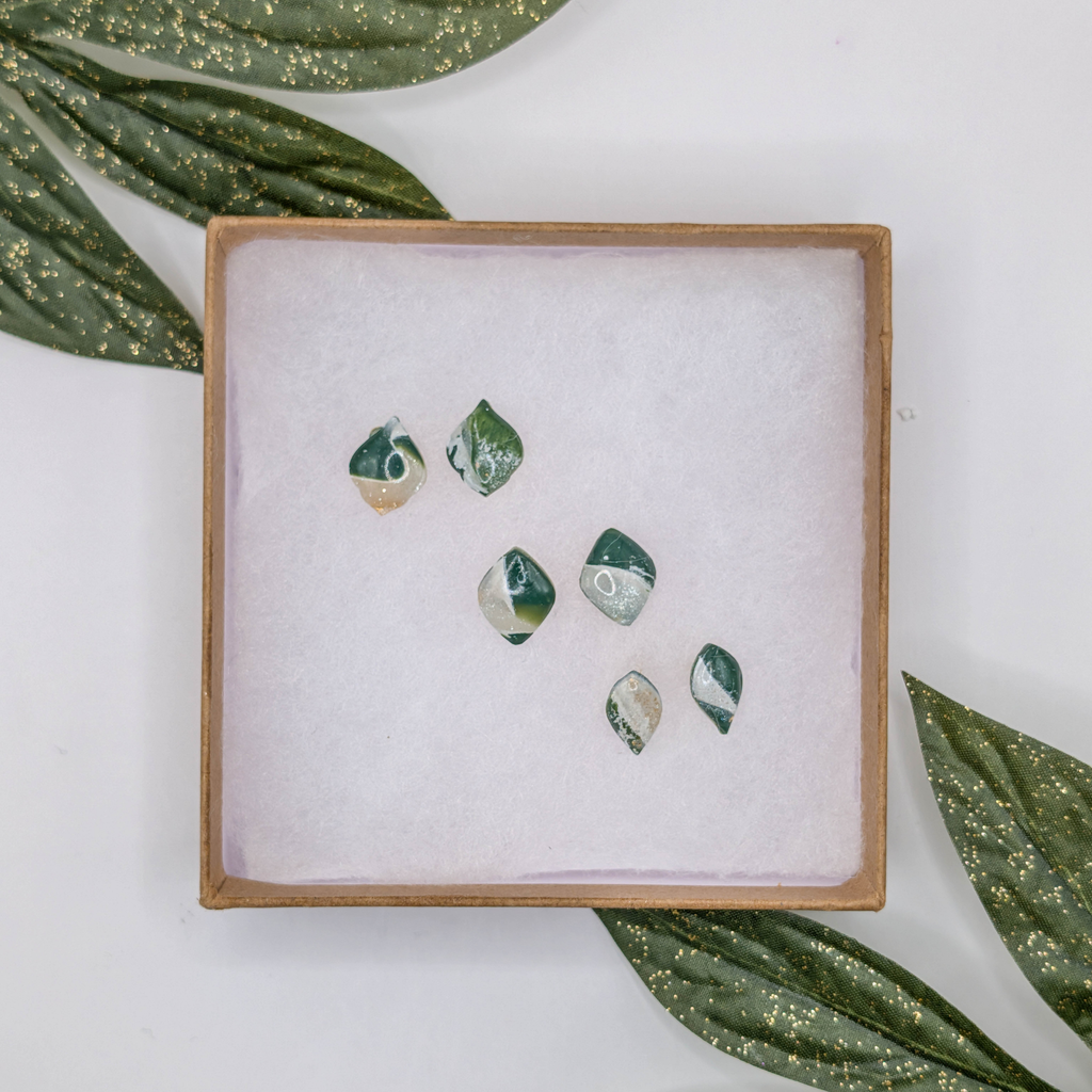 Forest Green Marble Polymer Clay Stud Earrings