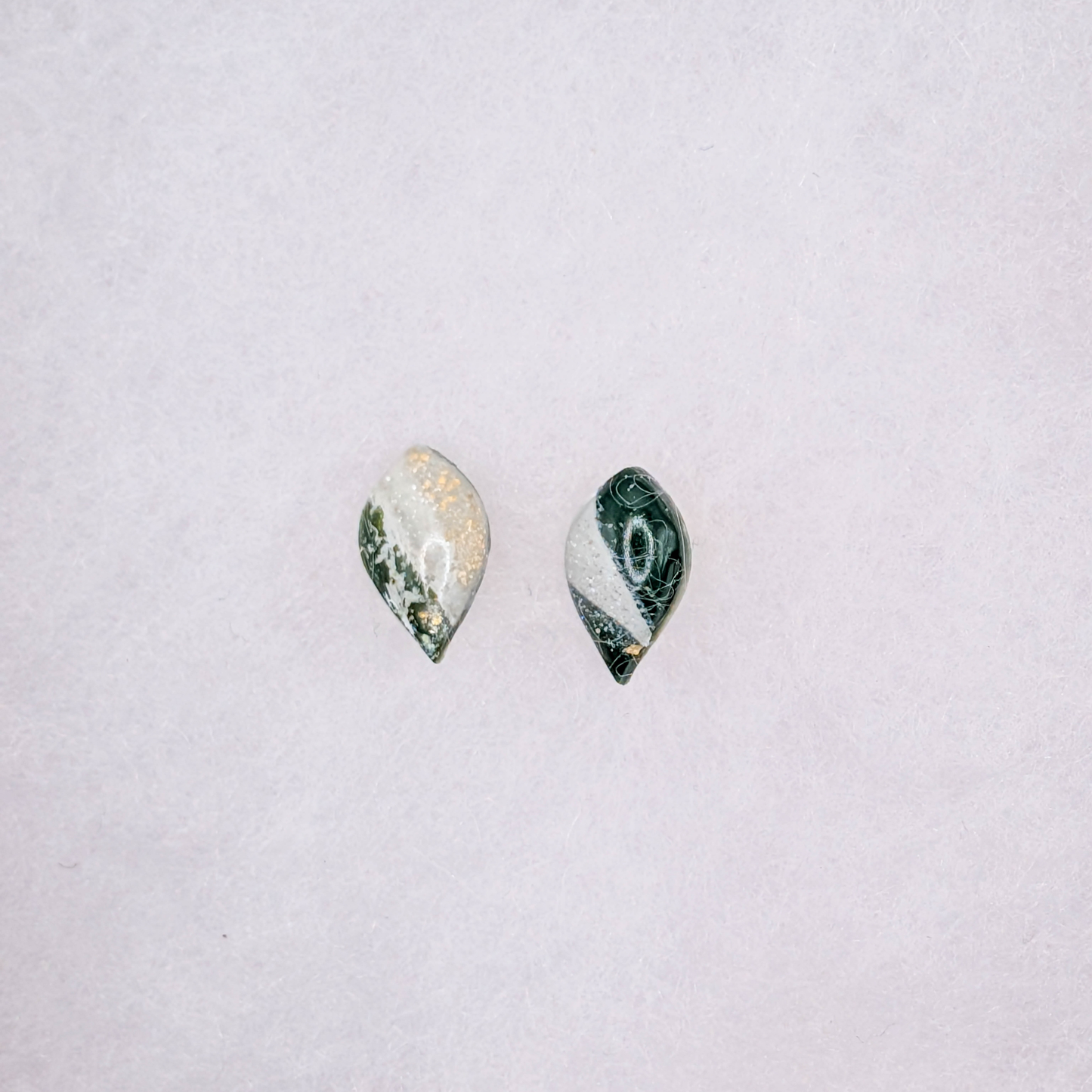 Forest Green Marble Polymer Clay Stud Earrings