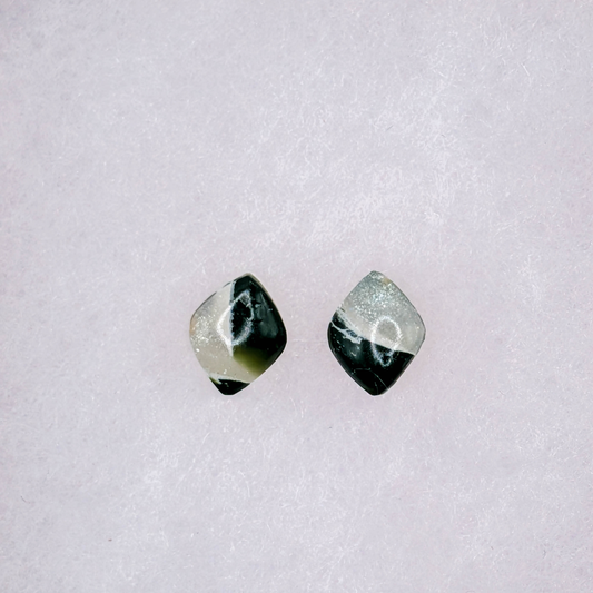 Forest Green Marble Polymer Clay Stud Earrings