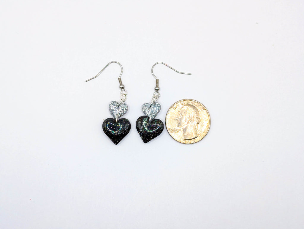 Edgy Chic Valentine's Polymer Clay Heart Earrings