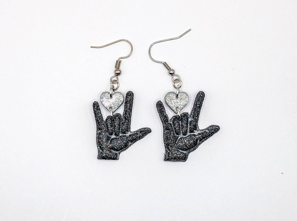 Deaf Pride American Sign Language I Love You Earrings