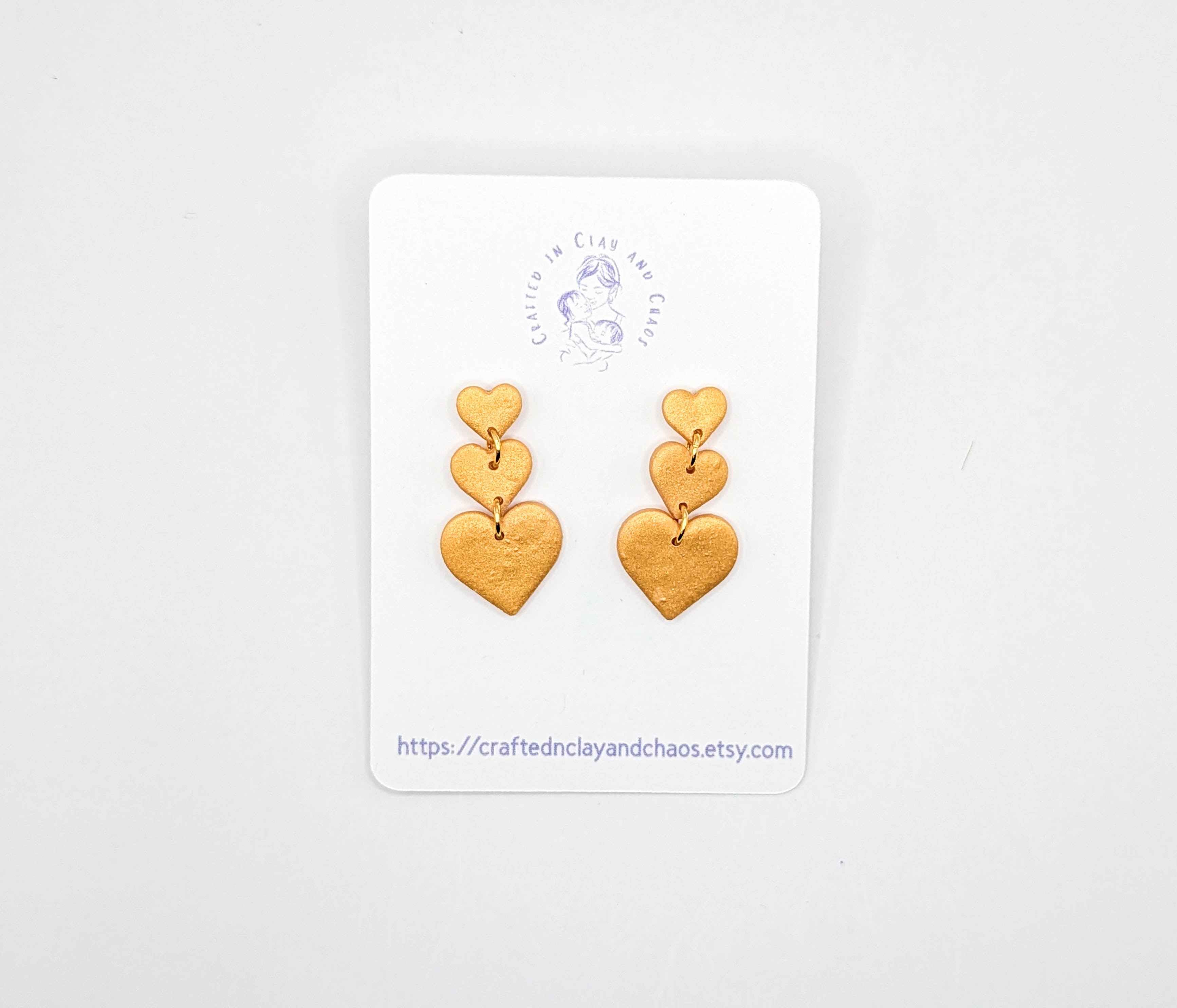 Triple Stacked Glitter Heart Valentine's/Galentine's Earrings